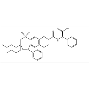埃罗昔巴特杂质4,Benzeneacetic acid, α-[[2-[[3,3-dibutyl-2,3,4,5-tetrahydro-7-(methylthio)-1,1-dioxido-5-phenyl-1,5-benzothiazepin-8-yl]oxy]acetyl]amino]-, (αR)-