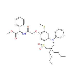 Benzeneacetic acid, α-[[2-[[3,3-dibutyl-2,3,4,5-tetrahydro-7-(methylthio)-1,1-dioxido-5-phenyl-1,5-benzothiazepin-8-yl]oxy]acetyl]amino]-, methyl ester, (αR)-