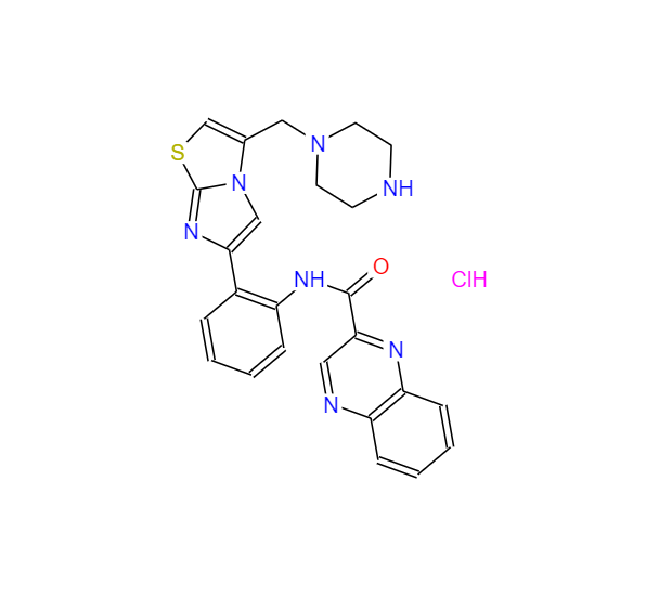 N-(2-(3-(哌嗪-1-基甲基)咪唑并[2,1-b]噻唑-6-基)苯基)喹喔啉-2-甲酰胺x鹽酸鹽,N-(2-(3-(Piperazin-1-ylmethyl)imidazo[2,1-b]thiazol-6-yl)phenyl)quinoxaline-2-carboxamide xhydrochloride