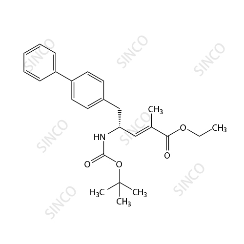 沙库比曲杂质31,(R,E)-ethyl 5-([1,1'-biphenyl]-4-yl)-4-((tert-butoxycarbonyl)aMino)-2-Methylpent-2-enoate