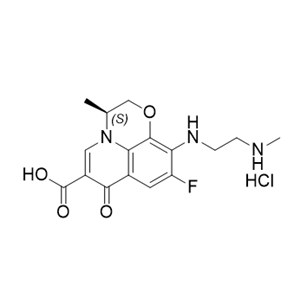 左氧氟沙星杂质B,(S)-9-fluoro-3-methyl-10-((2-(methylamino)ethyl)amino)-7-oxo-2,3-dihydro-7H-[1,4]oxazino[2,3,4-ij]quinoline-6-carboxylic acid hydrochloride