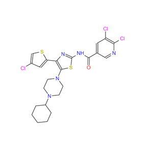 5,6-二氯-N-(4-(4-氯噻吩-2-基)-5-(4-環(huán)己基哌嗪-1-基)噻唑-2-基)煙酰胺,5,6-dichloro-n-[4-(4-chlorothiophen-2-yl)-5-(4-cyclohexylpiperazin-1-yl)thiazol-2-yl]nicotinamide