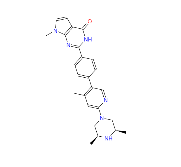 REL-2-[4-[6-[(3R,5S)-3,5-二甲基-1-哌嗪基]-4-甲基-3-吡啶基]苯基]-3,7-二氫-7-甲基-4H-吡咯并[2,3-D]嘧啶-4-酮,AZ6102