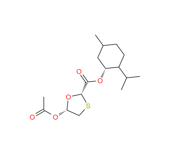 (1R,2S,5R)-2-异丙基-5-甲基环己基(2R,5S)-5-乙酰氧基-1,3-恶噻戊环-2-羧酸酯,1,2,5-Menthyl-5(S)-acetoxy-[1,3]-oxathiolene-2-(R)-carboxylate