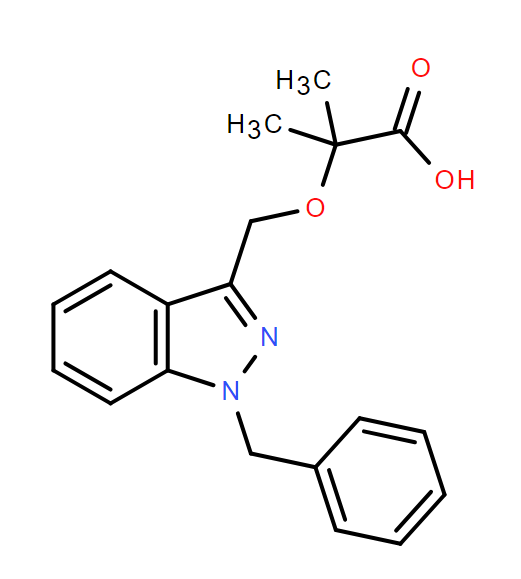 賓達(dá)利,2-((1-benzyl-1H-indazol-3-yl)methoxy)-2-methylpropanoic acid