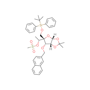 α-D-Gulofuranose, 6-deoxy-4-C-[[[(1,1-dimethylethyl)diphenylsilyl]oxy]methyl]-1,2-O-(1-methylethylidene)-3-O-(2-naphthalenylmethyl)-, 5-methanesulfonate