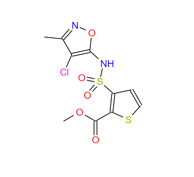 3-[[(4-氯-3-甲基-5-异恶唑基)氨基]磺酰基]-2-噻吩羧酸甲酯,Methyl 3-(N-(4-chloro-3-Methylisoxazol-5-yl)sulfaMoyl)thiophene-2-carboxylate