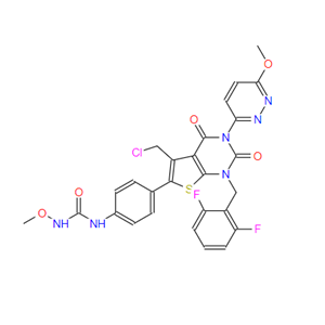 瑞卢戈利N-1,Urea, N-[4-[5-(chloromethyl)-1-[(2,6-difluorophenyl)methyl]-1,2,3,4-tetrahydro-3-(6-methoxy-3-pyridazinyl)-2,4-dioxothieno[2,3-d]pyrimidin-6-yl]phenyl]-N