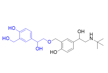 沙丁醇胺雜質(zhì)42,4-(2-(tert-butylamino)-1-hydroxyethyl)-2-((2-hydroxy-2-(4-hydroxy-3-(hydroxymethyl)phenyl)ethoxy)methyl)phenol