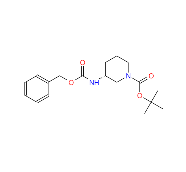 (3R)-3-苄氧羰基氨基哌啶-1-甲酸叔丁酯,1-Piperidinecarboxylic acid, 3-[[(phenylmethoxy)carbonyl]amino]-, 1,1-dimethylethyl ester, (3R)-