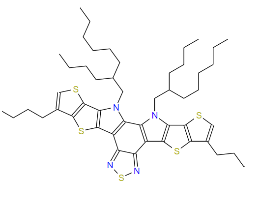 12,13-双(2-丁基辛基)-12,13-二氢-3,9-二十一烷基-二噻吩并[2'',3'':4',5']噻吩[2',3':4,5]吡咯[3,2-e:2',3'-g][2,1,3]苯并噻二唑,12,13-bis(2-butyloctyl)-3,9-diundecyl-12,13-dihydro-[1,2,5]thiadiazolo[3,4-e]thieno[2'',3'':4',5']thieno[2',3':4,5]pyrrolo[3,2-g]thieno[2',3':4,5]thieno[3,2-b]indole-2,10-dicarbaldehyde