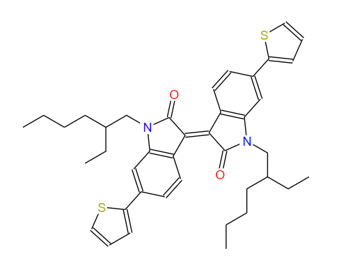 (E)-1,1-双(2-乙基己基)-6,6-二(噻吩基)-[3,3-异靛蓝],(E)-1,1'-bis(2-ethylhexyl)-6,6'-di(thiophen-2-yl)-[3,3'-biindolinylidene]-2,2'-dione