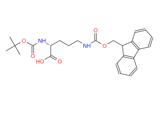 N-叔丁氧羰基-(N'-芴甲氧羰基)-D-鸟氨酸,N-α-Boc-N-δ-Fmoc-D-ornithine
