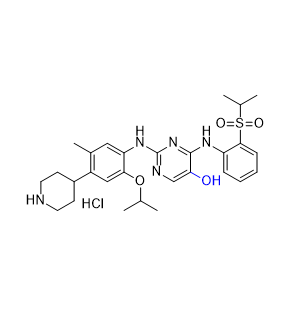 色瑞替尼雜質(zhì)09,2-((2-isopropoxy-5-methyl-4-(piperidin-4-yl)phenyl)amino)-4-((2- (isopropylsulfonyl)phenyl)amino)pyrimidin-5-ol hydrochloride