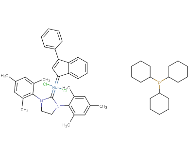 三环己基磷[3-苯基-1H吲哚-1-亚基][1,3-二(2,4,6-三甲苯)-4,5-二氢咪唑]钌(II)二氯化物,Umicore M2;Dichloro[1,3-bis(2,4,6-trimethylphenyl)-2-imidazolidinylidene](3-phenyl-1H-inden-1-ylidene)(tricyclohexylphosphine)ruthenium(II)