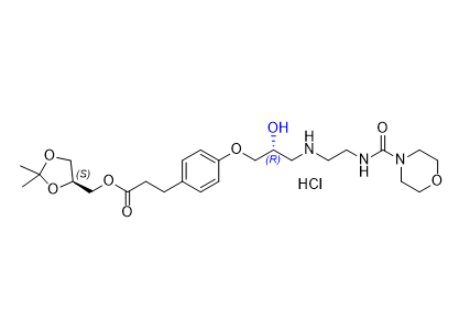 兰地洛尔杂质01,((S)-2,2-dimethyl-1,3-dioxolan-4-yl)methyl 3-(4-((R)-2-hydroxy-3-((2-(morpholine-4-carboxamido)ethyl)amino)propoxy)phenyl)propanoate hydrochloride