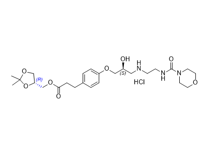 蘭地洛爾雜質(zhì)02,((R)-2,2-dimethyl-1,3-dioxolan-4-yl)methyl 3-(4-((S)-2-hydroxy-3-((2-(morpholine-4-carboxamido)ethyl)amino)propoxy)phenyl)propanoate hydrochloride