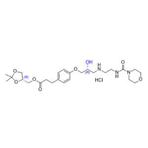 兰地洛尔杂质03,((R)-2,2-dimethyl-1,3-dioxolan-4-yl)methyl 3-(4-((R)-2-hydroxy-3-((2-(morpholine-4-carboxamido)ethyl)amino)propoxy)phenyl)propanoate hydrochloride