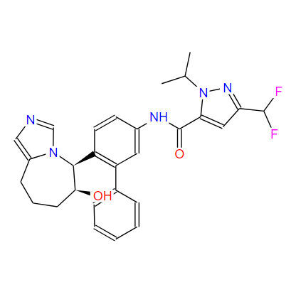 化合物 T10895,1H-Pyrazole-5-carboxamide, 3-(difluoromethyl)-1-(1-methylethyl)-N-[6-[(5S,6S)-6,7,8,9-tetrahydro-6-hydroxy-5H-imidazo[1,5-a]azepin-5-yl][1,1'-biphenyl]-3-yl]-