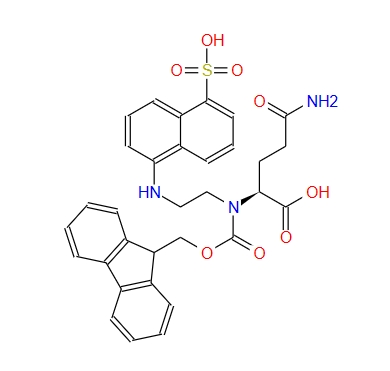 N2-(((9H-芴-9-基)甲氧基)羰基)-N2-(2-((5-磺基萘-1-基)氨基)乙基)-L-谷氨酰胺,N2-(((9H-Fluoren-9-yl)methoxy)carbonyl)-N2-(2-((5-sulfonaphthalen-1-yl)amino)ethyl)-L-glutamine