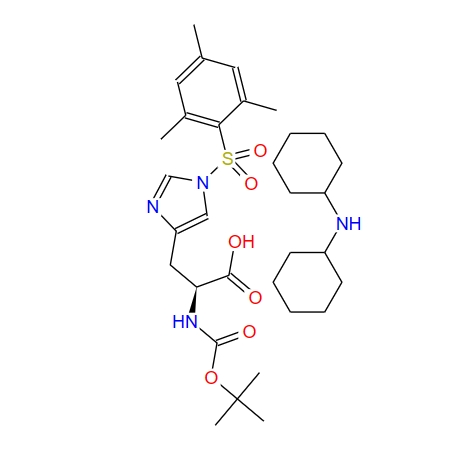 叔丁氧羰基-(间三甲基苯磺酰基)组氨酸二环己基胺盐,N-cyclohexylcyclohexanamine,(2S)-2-[(2-methylpropan-2-yl)oxycarbonylamino]-3-[1-(2,4,6-trimethylphenyl)sulfonylimidazol-4-yl]propanoic acid