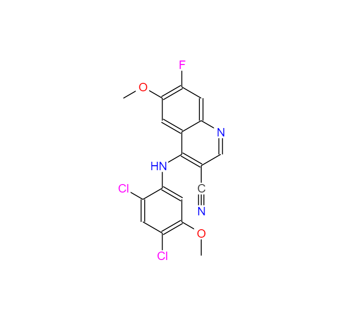 4-(2,4-二氯-5-甲氧基苯氨)-7-氟-6-甲氧基喹啉-3-腈,4-[(2,4-Dichloro-5-methoxyphenyl)amino]-7-fluoro-6-methoxy-3-quinolinecarbonitrile