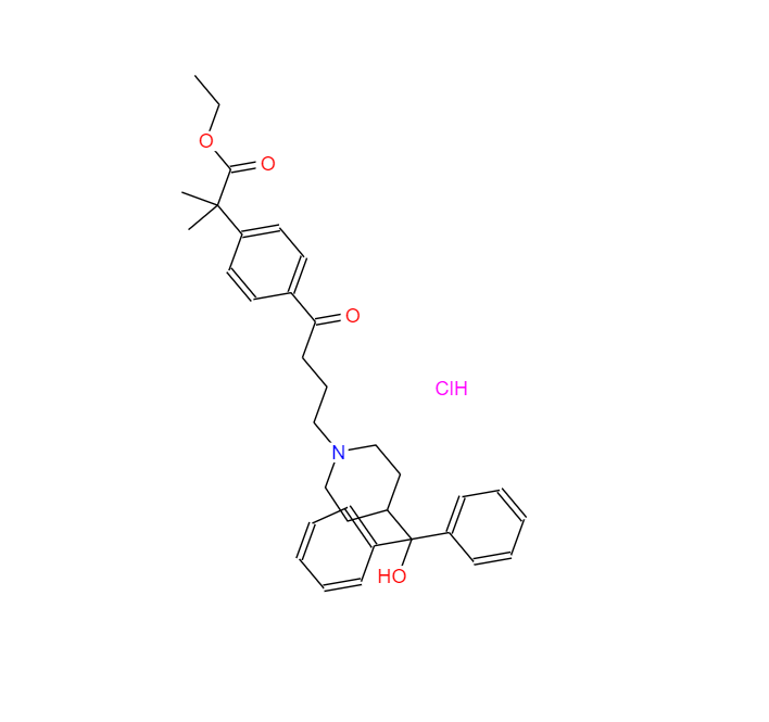 4-{4-[4-(羥基二苯甲基)-1-哌啶基]-1-氧代丁基}-alpha,alpha-二甲基苯乙酸乙酯鹽酸鹽,Ethyl 4-{4-[4-(hydroxydiphenylmethyl)-1-piperidinyl]-1-oxobutyl}-alpha,alpha-dimethylbenzeneacetate hydrochloride