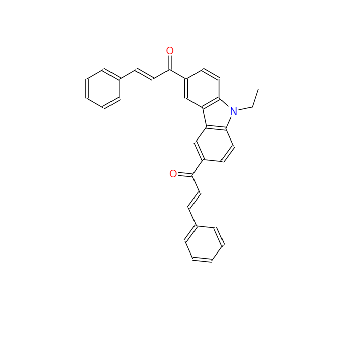 3,6-苯丙烯酰基-N-乙基咔唑,1,1'-(9-Ethyl-9H-carbazole-3,6-diyl)bis(3-phenylprop-2-en-1-one)