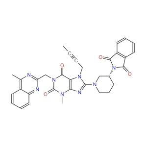 7-(2-丁炔-1-基)-8 - [(3R)-3-(1,3-二氢-1,3-二氧代-2H-异吲哚-2-,(R)-7-(But-2-ynyl)-8-(3-(1,3-dioxoisoindolin-2-yl)piperidin-1-yl)-3-methyl-1-((4-methylquinazolin-2-yl)methyl)-1H-purine-2,6(3H,7H)-dione