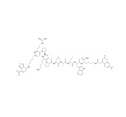 6-(7-Nitro-benzo[2,1,3]oxadiazol-4-ylamino)-hexanoyl-Arg-Pro-Lys-Pro-Leu-Ala-Nva-Trp-Lys(7-dimethylaminocoumarin-4-yl)-NH2,6-(7-Nitro-benzo[2,1,3]oxadiazol-4-ylamino)-hexanoyl-Arg-Pro-Lys-Pro-Leu-Ala-Nva-Trp-Lys(7-dimethylaminocoumarin-4-yl)-NH2