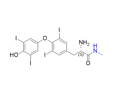 左甲状腺素杂质14,(S)-2-Amino-3-[4-(4-hydroxy-3,5-diiodophenoxy)-3,5-diiodophenyl]-N-methylpropanamid