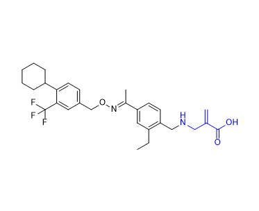 西尼莫德杂质03,(E)-2-(((4-(1-(((4-cyclohexyl-3-(trifluoromethyl)benzyl)oxy)imino)ethyl)-2-ethylbenzyl)amino)methyl)acrylic acid