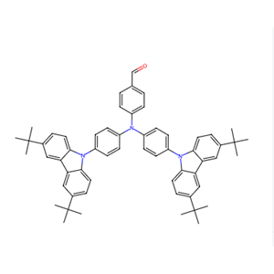 4-{N,N-双[4-(3,6-二叔丁基咔唑-9-基)苯基]氨基}苯甲醛,-{N,N-bis[4-(3,6-di-tert-butylcarbazol-9-yl)phenyl]amino}benzaldehyde,4-(bis(4-(3,6-di-tert-butyl-9H-carbazol-9-yl)phenyl)amino)benzaldehyde,Benzaldehyde, 4-[bis[4-[3,6-bis(1,1-dimethylethyl)-9H-carba