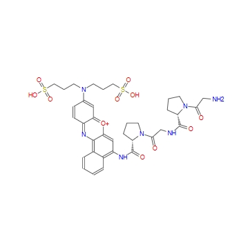 5-(H-Gly-Pro-Gly-Pro-amido)-9-[di-(3-sulfonylpropyl)amino]-benzo[a]phenoxazonium perchlorate,5-(H-Gly-Pro-Gly-Pro-amido)-9-[di-(3-sulfonylpropyl)amino]-benzo[a]phenoxazonium perchlorate