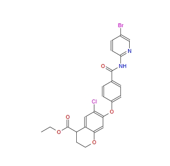 ethyl 7-(4-(5-bromopyridin-2-ylcarbamoyl)phenoxy)-6-chlorochroman-4-carboxylate,ethyl 7-(4-(5-bromopyridin-2-ylcarbamoyl)phenoxy)-6-chlorochroman-4-carboxylate