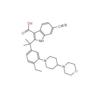艾乐替尼中间体,6-cyano-2-(2-(4-ethyl-3-(4-morpholinopiperidin-1-yl)phenyl)propan-2-yl)-1H-indole-3-carboxylic acid