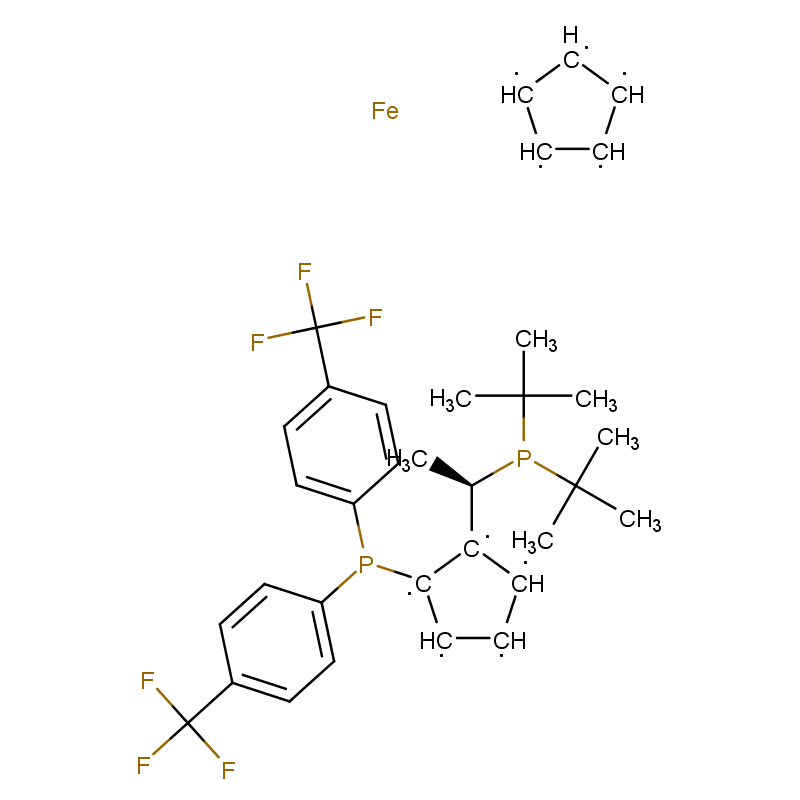 (R)-(-)-1-[(SP)-2-双(4-三氟甲基苯)磷二茂铁]乙基二叔丁基膦,(R)-(-)-1-[(S)-2-Di-tert-butylphosphino)ferrocenyl]ethyldi-(4-trifluoromethylphenyl)phosphine