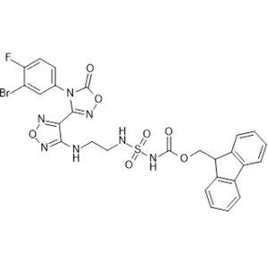 (9H-芴-9-基)甲基N-(2-((4-(4-(3-溴-4-氟苯基)-5-氧代-4,5-二氢-1,2,4-噁二唑-1-基)吡啶-3-基)-1,2,5-噁二唑-3-基)氨基)乙基)氨磺酰,(9H-fluoren-9-yl)methyl N-(2-((4-(4-(3-bromo-4-fluorophenyl)-5-oxo-4,5-dihydro-1,2,4-oxadiazol-3-yl)-1,2,5-oxadiazol-3-yl)amino)ethyl)sulfamoylcarbamate