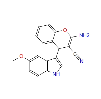 2-amino-4-(5-methoxy-1H-indol-3yl)-4H-chromene-3-carbonitrile,2-amino-4-(5-methoxy-1H-indol-3yl)-4H-chromene-3-carbonitrile