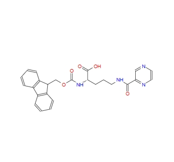N-芴甲氧羰基-N'-哌嗪基羰基-L-鸟氨酸,(2S)-2-({[(9H-fluoren-9-yl)methoxy]carbonyl}amino)-5-[(pyrazin-2-yl)formamido]pentanoic acid