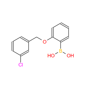 849062-32-4；2-(3'-氯苄氧基)苯基硼酸；2-(3'-CHLOROBENZYLOXY)PHENYLBORONIC ACID
