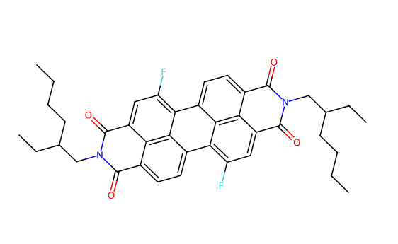 氟取代苝酰亚胺衍生物,7,18-bis(2-ethylhexyl)-11,22-difluoro-7,18-diazaheptacyclo[14.6.2.22,5.03,12.04,9.013,23.020,24hexacosa-1(22),2,4,9,11,13(23),14,16(24),20,25-decaene-6,8,17,19-tetronero-