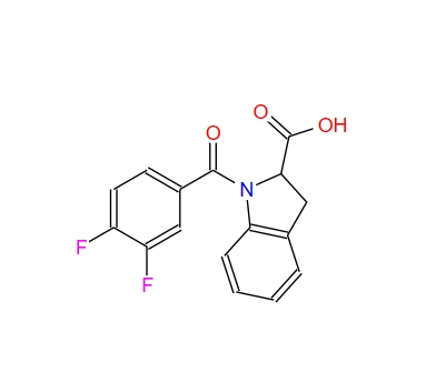 1-(3,4-difluorobenzoyl)-2,3-dihydro-1H-indole-2-carboxylic acid,1-(3,4-difluorobenzoyl)-2,3-dihydro-1H-indole-2-carboxylic acid