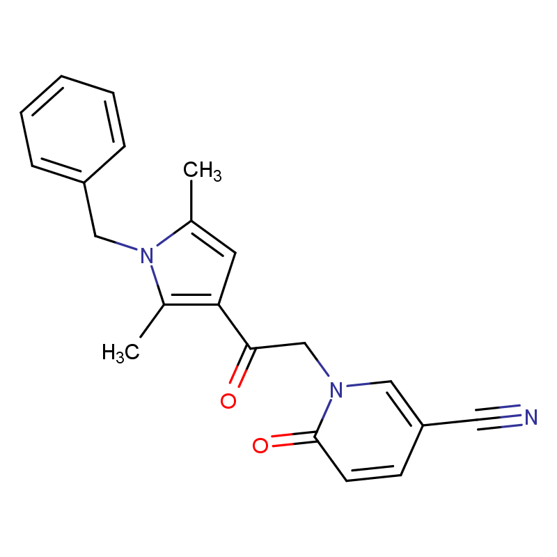 1-(2-(1-苄基-2,5-二甲基-1H-吡咯-3-基)-2-氧代乙基)-6-氧代-1,6-二氢吡啶-3-甲腈,1-(2-(1-Benzyl-2,5-dimethyl-1H-pyrrol-3-yl)-2-oxoethyl)-6-oxo-1,6-dihydropyridine-3-carbonitrile
