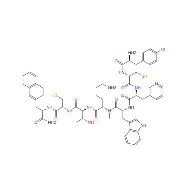 H-Phe(4-Cl)-D-Cys-β-(3-pyridyl)-Ala-D-Trp-N-Me-Lys-Thr-Cys-2-Nal-NH2,H-Phe(4-Cl)-D-Cys-β-(3-pyridyl)-Ala-D-Trp-N-Me-Lys-Thr-Cys-2-Nal-NH2