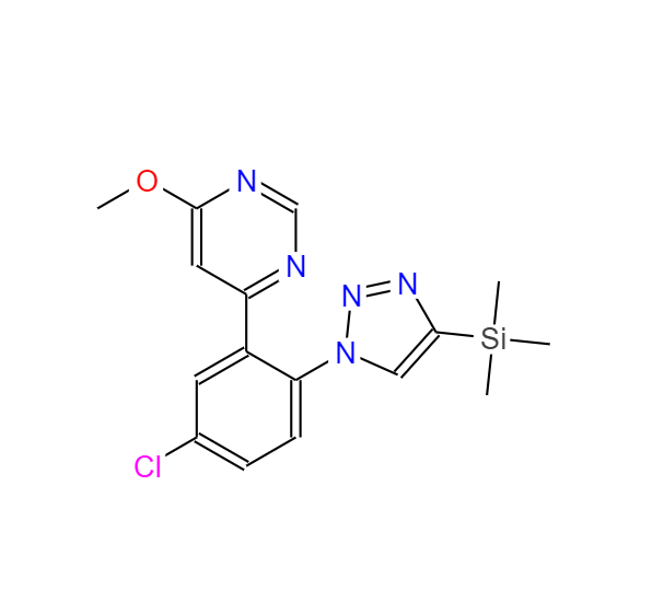 Pyrimidine, 4-[5-chloro-2-[4-(trimethylsilyl)-1H-1,2,3-triazol-1-yl]phenyl]-6-methoxy-,Pyrimidine, 4-[5-chloro-2-[4-(trimethylsilyl)-1H-1,2,3-triazol-1-yl]phenyl]-6-methoxy-
