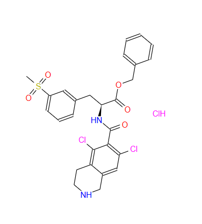 立他司特中間體,L-Phenylalanine, N-[(5,7-dichloro-1,2,3,4-tetrahydro-6-isoquinolinyl)carbonyl]-3-(methylsulfonyl)-, phenylmethyl ester, hydrochloride (1:1)