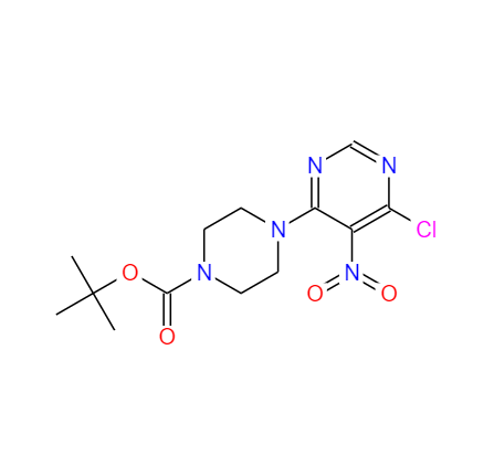 1-BOC-4-(6-氯-5-硝基-4-嘧啶)哌嗪,4-(6-CHLORO-5-NITRO-4-PYRIMIDINYL)-1-PIPERAZINECARBOXYLIC ACID 1,1-DIMETHYLETHYL ESTER