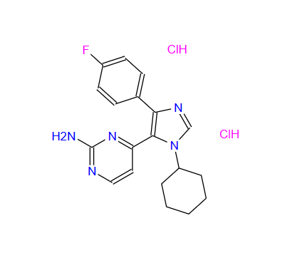 4-[1-环己基-4-(4-氟苯基)-1H-咪唑-5-基]-2-嘧啶胺盐酸盐,4-[1-Cyclohexyl-4-(4-fluorophenyl)-1H-imidazol-5-yl]-2-pyrimidinaminedihydrochloride