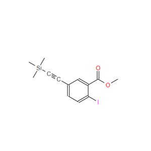 251564-53-1；Benzoic acid, 2-iodo-5-[2-(trimethylsilyl)ethynyl]-, methyl ester